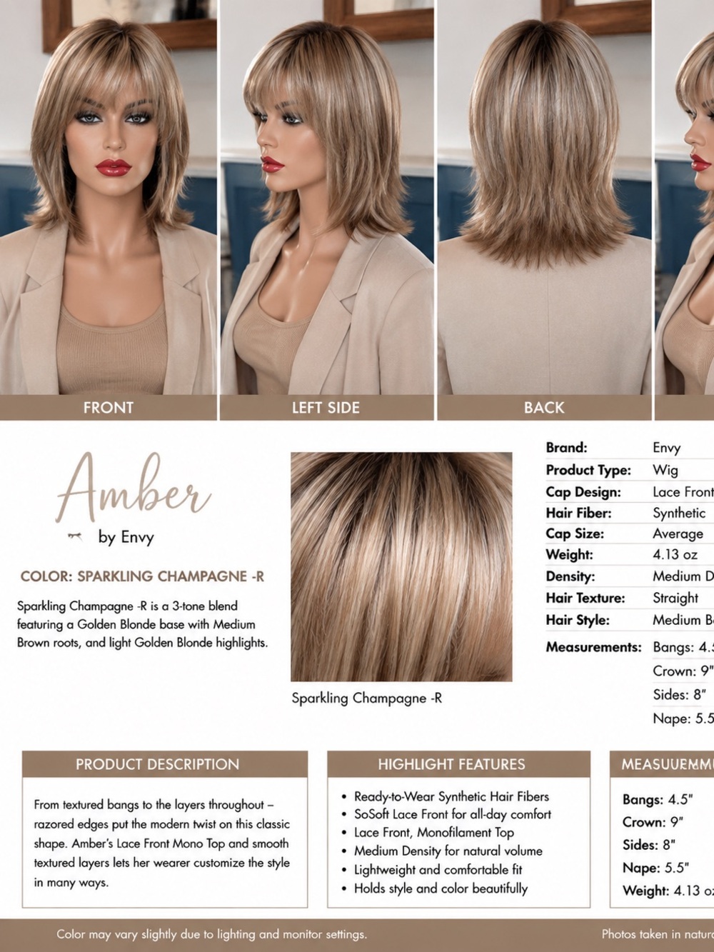Envy Amber Synthetic Wig in Sparkling Champagne Blend